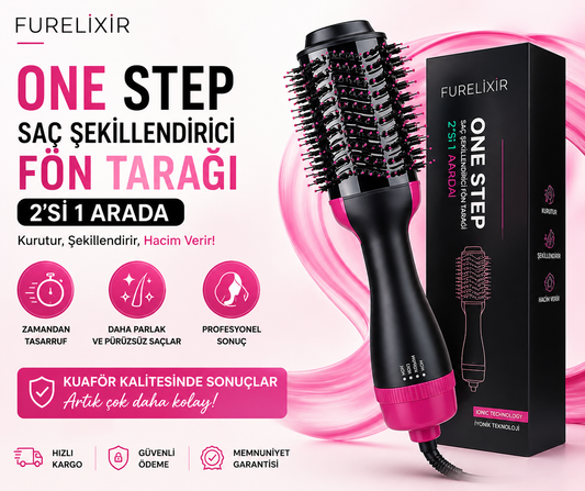 Furelixir One Step - 2'si 1 Arada Saç Şekillendirici ve Hacim Veren Fön Tarağı