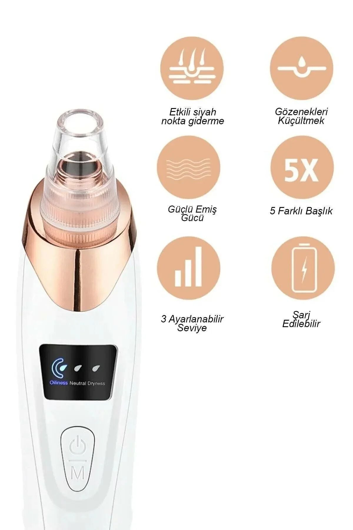 DİJİTAL GÖSTERGELİ 5 BAŞLIKLI CİLT TEMİZLEME VAKUM ALETİ